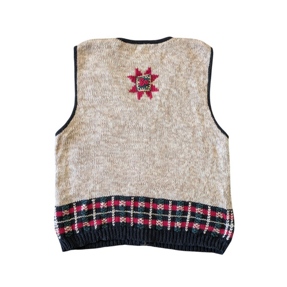 Vintage Nutcracker Christmas Tree Holiday Sweater Vest Size Large Zip Up Y2K 90s - Picture 2 of 7